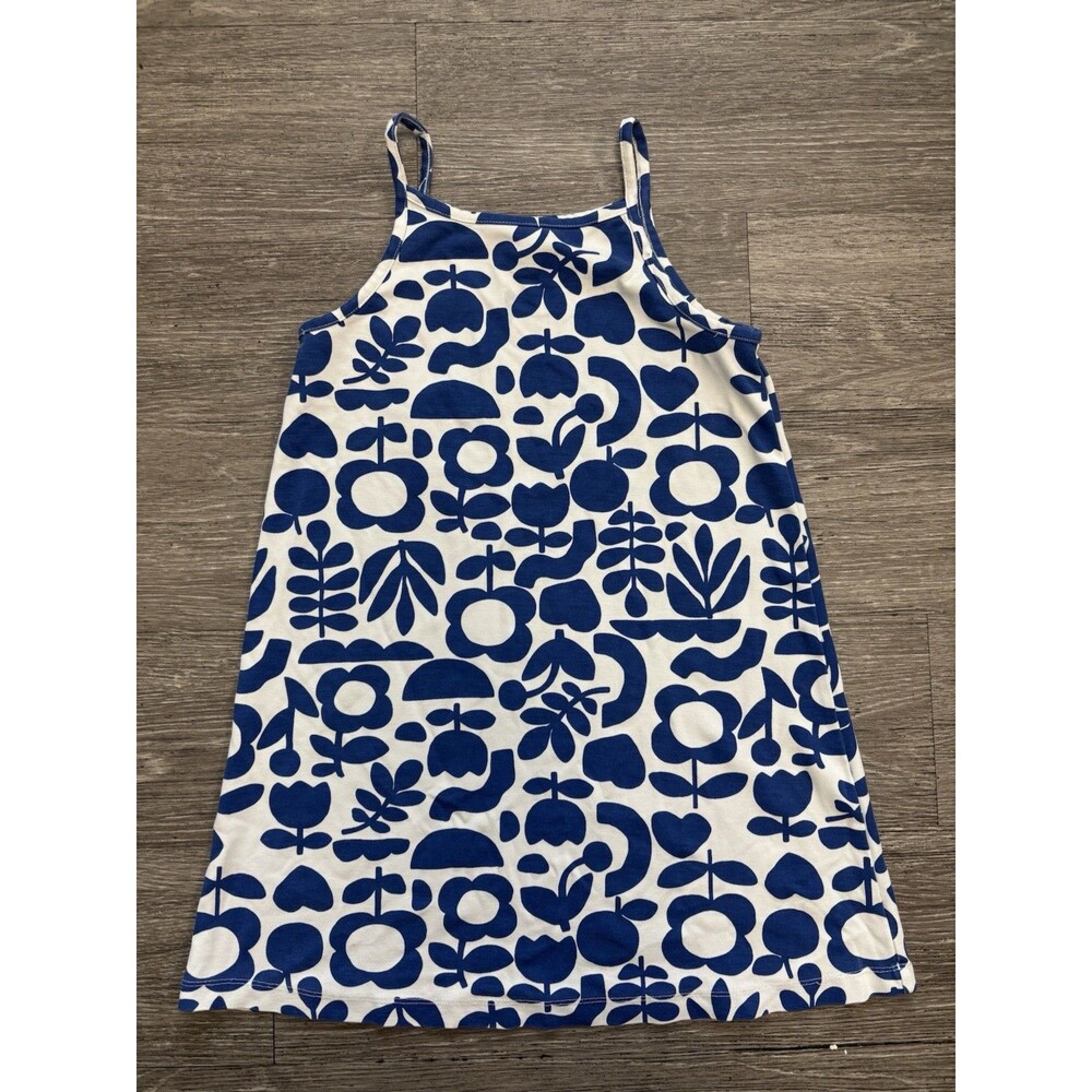 Hanna Andersson Tank Dress Blue Petals Abstract Geometric Floral Print 130 Cm 8